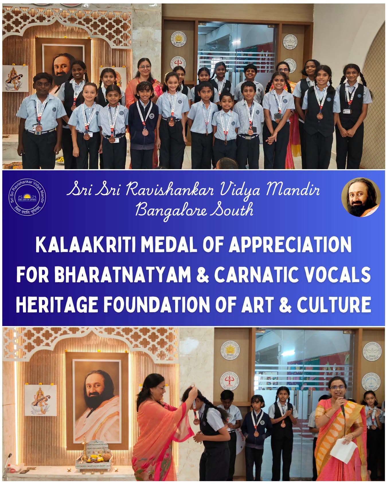 Kalaakriti Medal Of Appreciation in Bharatanatyam and Carnatic Vocals, organized