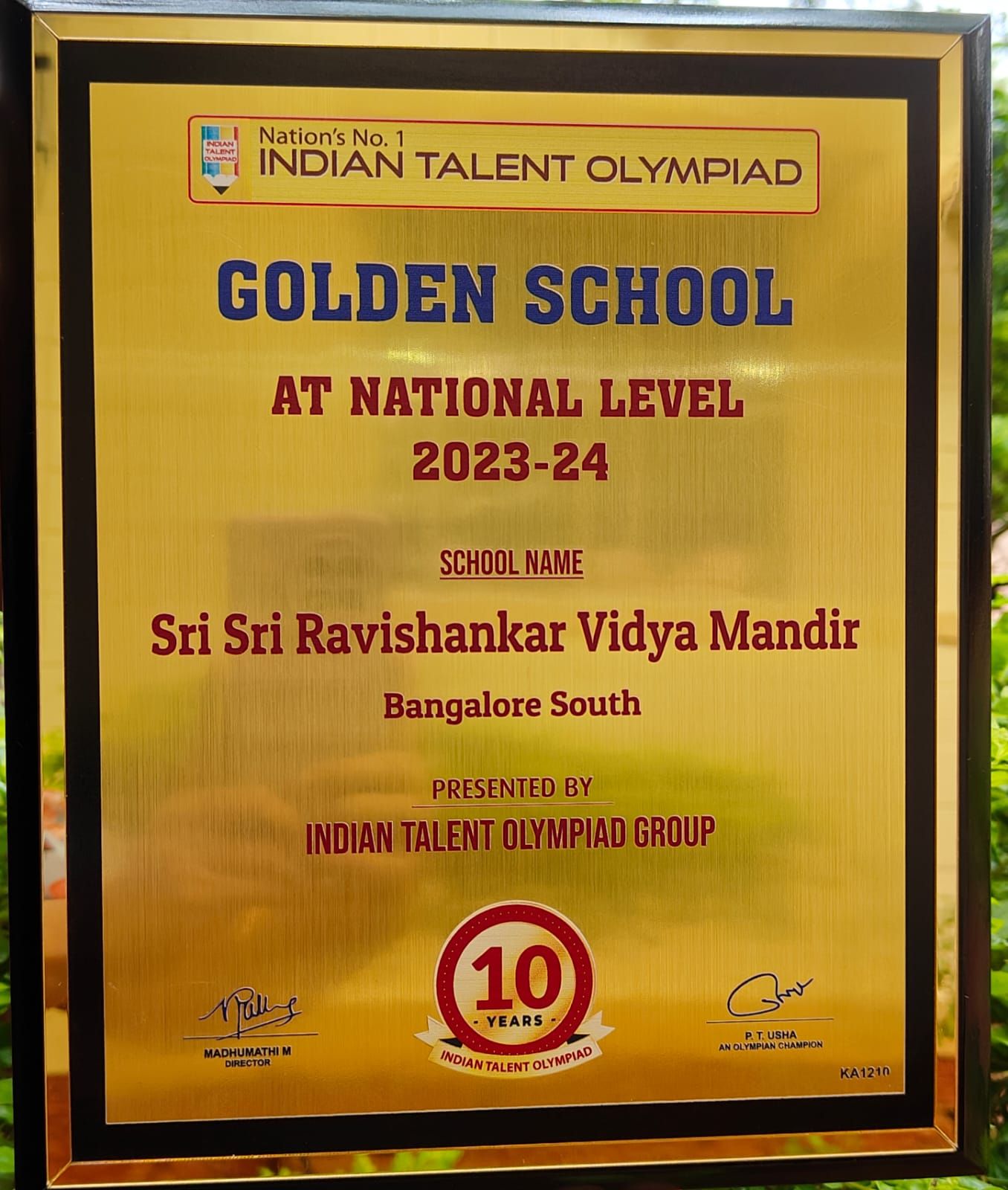 Golden School award at National Level in the year 2023-24